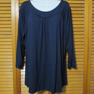 Tweeds navy blue top lightweight 3/4 sleeve soft stretchy pullover size XL